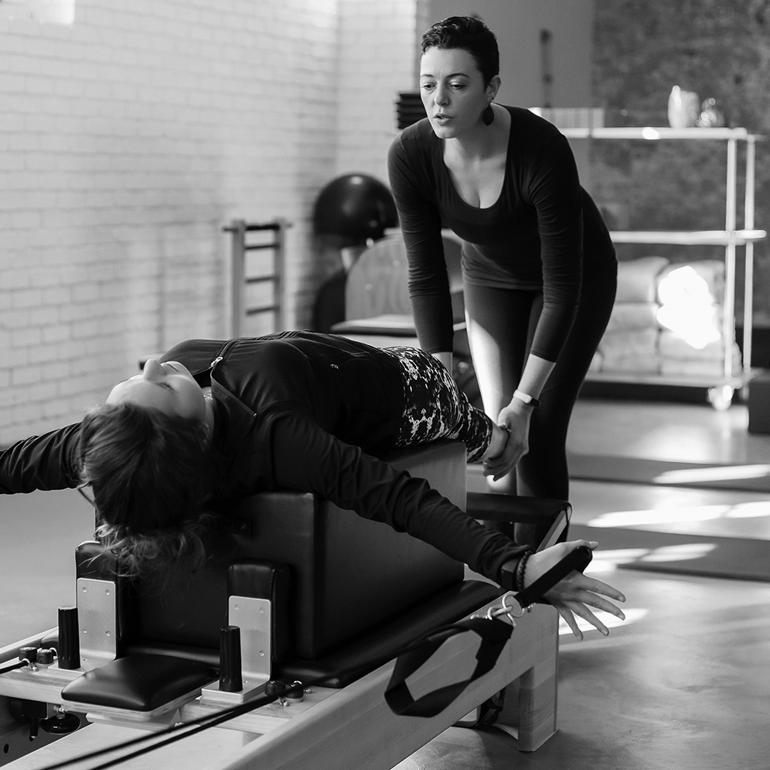 Justine and Chanté working on the reformer machine in the JJust Move biokinetic, yoga and pilates studio.